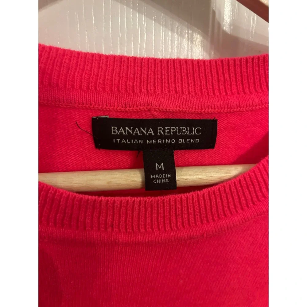 Banana Republic Pink Italian Merino Wool‎ Blend Crewneck Sweater Womens Medium